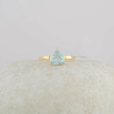 Aqua Marine Gemstone Ring - Pure Silver - Handcrafted Prong Ring - Dainty Jewelry - Wedding Gift - Jewelry For Anniversary - Trillion Ring