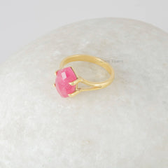 Pink Tourmaline Hexagon Gemstone Silver Ring - 925 Sterling Silver Prong Ring - Designer Handmade Ring - Matching Jewelry - Gift for Summer