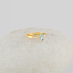 Blue Topaz Ring - Solid 925 Silver Ring - Gold Plated Prong Ring - Wedding Gift Ring - Marquise Gemstone Ring - Gift for Her -Daily Use Ring