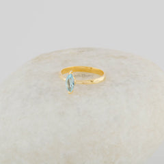 Blue Topaz Ring - Solid 925 Silver Ring - Gold Plated Prong Ring - Wedding Gift Ring - Marquise Gemstone Ring - Gift for Her -Daily Use Ring