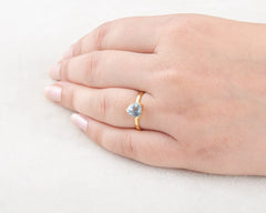 Gift for Valentine - Blue Topaz Ring - 925 Silver Gold Plated Prong Ring - Gemstone Ring for Wedding Gift - Gift for Her - Birthstone Ring