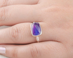 Pure 925 Silver - Aurora Opal Handcrafted Ring - Party Jewelry - Gift for Bridesmaid - Birthstone Jewelry - Statement Ring - Gemstone Ring