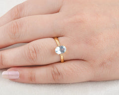 Blue Topaz Oval Gemstone Ring - Handmade Sterling Silver Ring - Gift For Anniversary - Prong Set Ring Jewelry for Engagement - Gift for Her