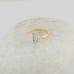 Aqua Marine Statement Ring - Sterling Silver Ring - Handmade Ring - Gold Plated Birthstone Ring - Christmas Gift for Women - Gift for Her