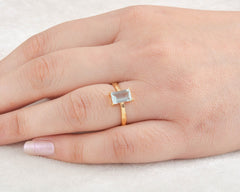 Aqua Marine Statement Ring - Sterling Silver Ring - Handmade Ring - Gold Plated Birthstone Ring - Christmas Gift for Women - Gift for Her