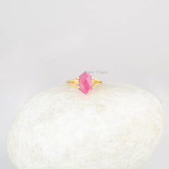 Pink Tourmaline Hexagon Gemstone Silver Ring - 925 Sterling Silver Prong Ring - Designer Handmade Ring - Matching Jewelry - Gift for Summer