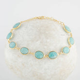 Amazonite Gemstone Bracelet - Solid 925 Silver Gold Plated Bracelet - Gift for Wedding - Jewelry for Spouse - Chain Bracelet - Gift for Her