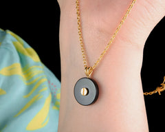 Black Onyx Necklace - 925 Sterling Silver Jewelry - Gemstone Pendant Necklace - 16mm Round Flat - Gift For Christmas - Jewelry For Women