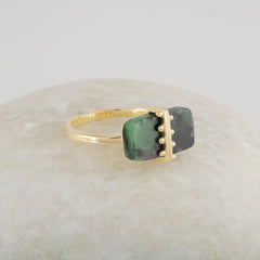 Ruby Zoisite Ring - Handmade Ring - 925 Sterling Silver - Gold Plated Ring - Gift for Young Girls - Jewelry For The Bride - Gift for Writer