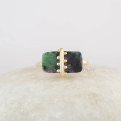 Ruby Zoisite Ring - Handmade Ring - 925 Sterling Silver - Gold Plated Ring - Gift for Young Girls - Jewelry For The Bride - Gift for Writer