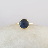 Labradorite Ring - Sterling Silver Jewelry - 10mm Gemstone Rings - Gold Plated Rings - Anniversary Gift Ring for Wife - Trendy Jewelry