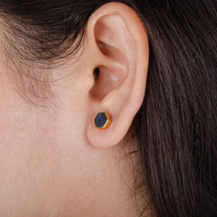 Labradorite Stud Earrings - Sterling Silver - Gemstone Studs - 6mm Hexagon - Matching Jewelry - Gift For Ladies - Jewelry For Graduate