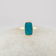 Apatite Ring - 925 Silver Gemstone Ring - 8x13mm Cushion Flat Gemstone - Jewelry Manufacture Wholesaler- Jewelry for Women - Gift for Wife