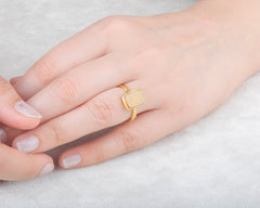 Tiger Eye Gemstone Ring - 925 Silver Everyday Ring - 8x13mm Cushion Flat Gemstone Gold Ring - Jewelry Wholesaler- Christmas Gift For Women