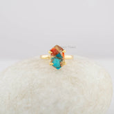 Oyster Rings - Sterling Silver Jewelry - Gemstone Rings - Gift for wife - Jewelry for Niece - Oyster Copper Rings - Hexagon Shape Stone