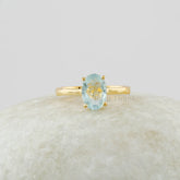 Aquamarine Ring, Solid Silver 925 Ring, Gold Plated Engagement Ring, Oval Aqua Gemstone Ring, Custom Handmade Jewelry, Promise Ring for Mom