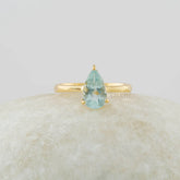 Aquamarine Ring, Solid Silver 925 Ring, Gold Plated Engagement Ring, Pear Aqua Gemstone Ring, Custom Handmade Jewelry, Promise Ring for Mom