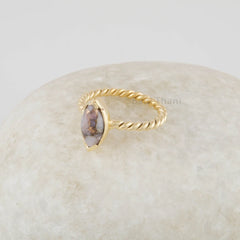 Pink Opal Ring - Twisted Silver band Ring - 6x12mm Opal Gemstone Handmade Gold Ring - Gift For Niece - Jewelry For Healing - Trendy Jewelry