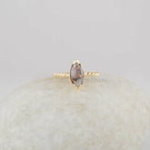 Pink Opal Ring - Twisted Silver band Ring - 6x12mm Opal Gemstone Handmade Gold Ring - Gift For Niece - Jewelry For Healing - Trendy Jewelry