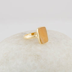 Tiger Eye Gemstone Ring - 925 Silver Everyday Ring - 8x13mm Cushion Flat Gemstone Gold Ring - Jewelry Wholesaler- Christmas Gift For Women