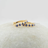 Silver Hoop Earrings, Lapis Lazuli Gemstone Silver Earrings For Women, 18k Gold Plated Bezel Earrings, Anniversary Gift For Wife