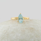 Aquamarine Ring, Solid Silver 925 Ring, Gold Plated Engagement Ring, Pear Aqua Gemstone Ring, Custom Handmade Jewelry, Promise Ring for Mom
