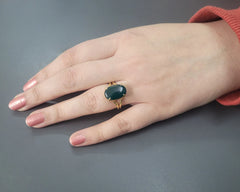 Bloodstone Ring - Pure Silver - Handcrafted Gemstone Ring - Trendy Jewelry - 18k Gold Plated Prong Set Jewelry For Artist - Gift For Women