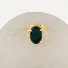 Bloodstone Ring - Pure Silver - Handcrafted Gemstone Ring - Trendy Jewelry - 18k Gold Plated Prong Set Jewelry For Artist - Gift For Women