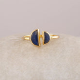 Labradorite Silver Ring, Halfmoon Multi Gemstone 925 Sterling Silver Gold Plated Ring, Statement Ring, Handmade Ring For Women, Gift For Her