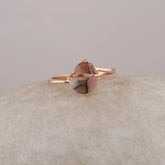 Natural Pink Opal Copper Gemstone Ring, Half Moon Ring For Women, Rose Gold Plated Solid Sterling Silver Ring, Statement Ring, Vintage Ring