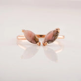 Pink Opal Copper Marquise Shape Gemstone Ring, 3.50x7.50mm Gemstone Adjustable Ring For Women, 18k Gold Plated 925 Sterling Silver Rings Jewelry