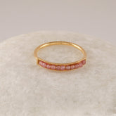 Rose Quartz Band Ring, Half Eternity Round Beads Gemstone Ring, 18k Gold Plated 925 Sterling Silver Ring, Handmade Ring Gift For Her