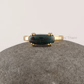 Bloodstone Ring, 13x5mm Long Oval Shape Double Prong Gemstone Ring, Minimalist Curved Ring, Gold Plated 925 Sterling Silver Rings, Handmade Jewelry