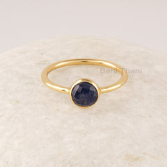 6mm Natural Blue Sapphire Ring, 925 Sterling Silver Ring, Round Shape Blue Gemstone Ring, October Birthstone, Delicate Ring Gift