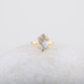 Copper Calcite Ring - Hexagon Gemstone Ring - White Copper Ring - 925 Silver Ring - Gold Plated Ring - Engagement Ring - Jewelry for Womens