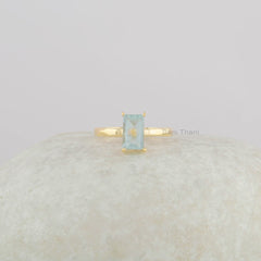 Aqua Marine Statement Ring - Sterling Silver Ring - Handmade Ring - Gold Plated Birthstone Ring - Christmas Gift for Women - Gift for Her