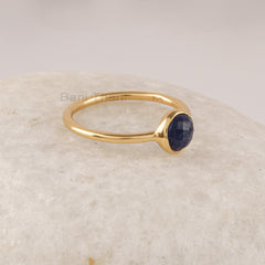 6mm Natural Blue Sapphire Ring, 925 Sterling Silver Ring, Round Shape Blue Gemstone Ring, October Birthstone, Delicate Ring Gift