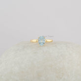 Blue Topaz Oval Gemstone Ring - Handmade Sterling Silver Ring - Gift For Anniversary - Prong Set Ring Jewelry for Engagement - Gift for Her