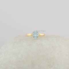 Blue Topaz Oval Gemstone Ring - Handmade Sterling Silver Ring - Gift For Anniversary - Prong Set Ring Jewelry for Engagement - Gift for Her