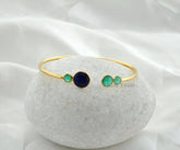 Lapis and Green Onyx Bracelet - Gold Plated Bangle - Handmade Bracelet - 925 Silver - Wholesale Jewelry - Jewelry For Niece - Gift For Teen