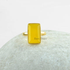 Yellow Chalcedony Ring - Semiprecious Micron Gold Plated Ring - 925 Sterling Silver Statement Ring - Bridesmaid Jewelry - Jewelry for Sale