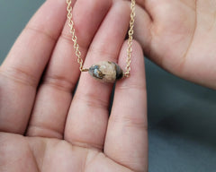 Natural Pink Opal Copper Pendant Necklace, Handmade Natural Beads Necklace, 925 Sterling Silver Gold Plated Necklace, Opal Silver Pendant