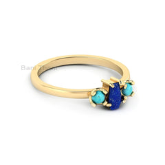 Lapis Lazuli Coffin Ring - Coffin Ring - Sterling Silver - Four Prong - 18k Gold Plated - Gold Coffin Ring - Elegant Jewelry For Her
