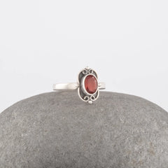 Red Garnet Silver Ring, 925 Sterling Silver 5x7mm Oval Gemstone Ring, Handmade Filigree Ring, Engagement Ring, Birthstone Gift Idea's