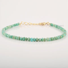 Natural Amazonite Bracelet, 3mm Genuine Amazonite Gemstone Bracelet, Good Luck Bracelet Gift, Beaded Delicate Minimalist Bracelet For Women