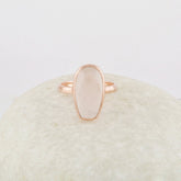 Morganite Ring, 16x8mm Coffin Gemstone Ring, Boho Sterling Silver Ring For Women, Handmade 18k Gold Plated Ring, Dainty Simple Ring For Her
