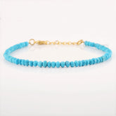 Sleeping Beauty Turquoise Bracelet, 3mm Arizona Turquoise Beaded Gemstone Bracelet, Handmade Minimalist Bracelet For Women, Gift For Sister