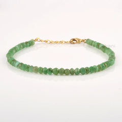 Green Chrysoprase Bracelet, Green Natural Gemstone Bracelet, May Birthstone Bracelet, 3.5mm Handmade Roundel Stone Bracelet, Gift For Her