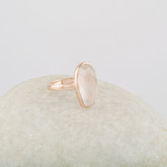 Morganite Ring, 16x8mm Coffin Gemstone Ring, Boho Sterling Silver Ring For Women, Handmade 18k Gold Plated Ring, Dainty Simple Ring For Her