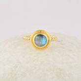 Labradorite Stacking Twisted Ring, Minimalist Ring, 6mm Gemstone Ring For Her, 925 Sterling Silver Ring, 18k Gold Plated Rings, Handmade Jewelry For Her